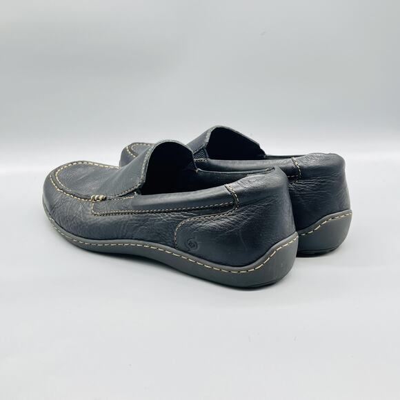 Born Shoes Mens 12 Black Leather Moc Toe Slip On Loafers Casual Comfort Walking main image 4